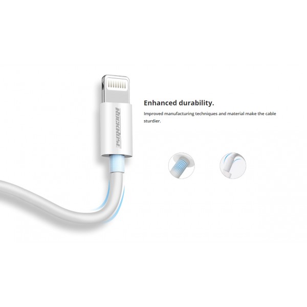 ROCKROSE καλώδιο USB σε Lightning Zeta AL, 2.4A 12W, 1m, λευκό ROCKROSE καλώδιο USB σε Lightning Zeta AL, 2.4A 12W, 1m, λευκό