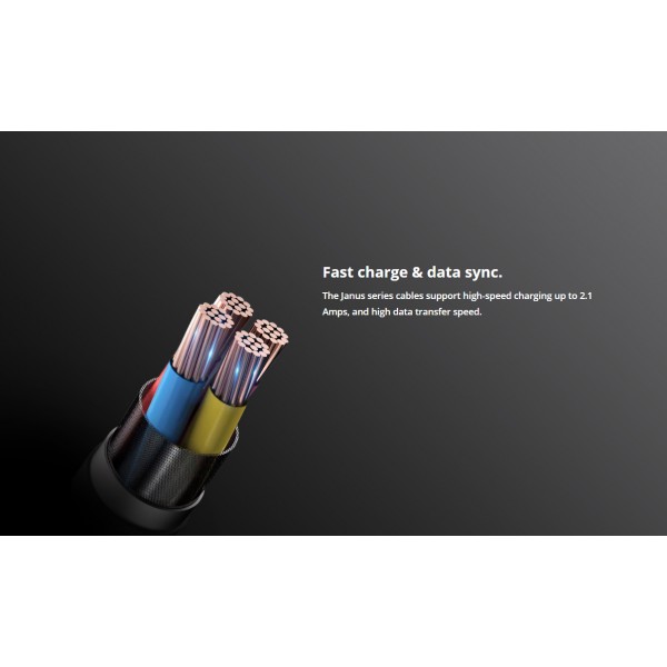 ROCKROSE καλώδιο USB σε Micro USB Janus AM, 2.1A, 1m, μαύρο