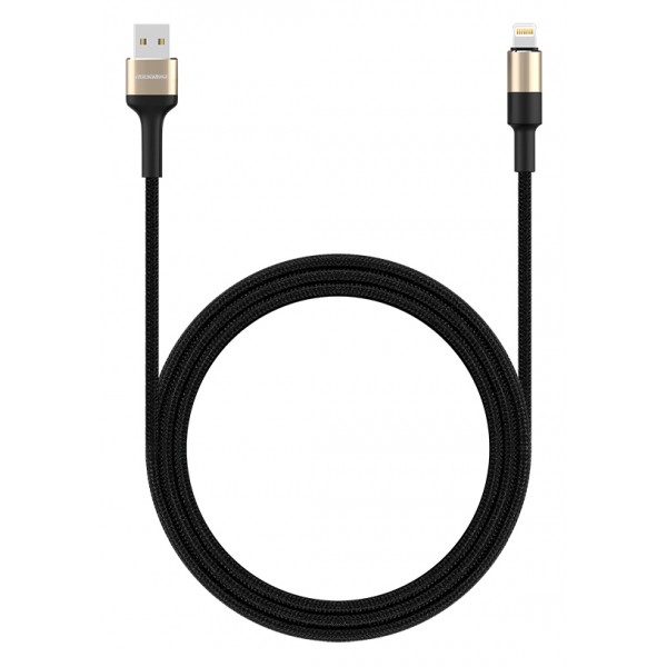 ROCKROSE καλώδιο USB σε Lightning Acacia AL, 2.4A 12W, 1m, χρυσό-μαύρο