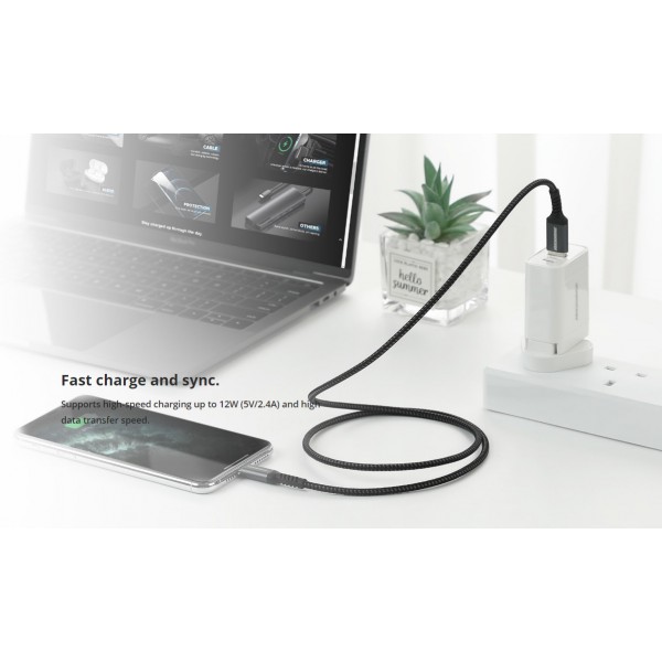 ROCKROSE καλώδιο USB σε Lightning Powerline AL, 2.4A 12W, 1m, μαύρο-μπλε ROCKROSE καλώδιο USB σε Lightning Powerline AL, 2.4A 12W, 1m, μαύρο-μπλε
