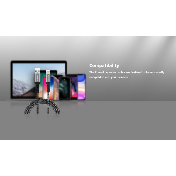 ROCKROSE καλώδιο USB σε Lightning Powerline AL, 2.4A 12W, 1m, μαύρο-μπλε ROCKROSE καλώδιο USB σε Lightning Powerline AL, 2.4A 12W, 1m, μαύρο-μπλε