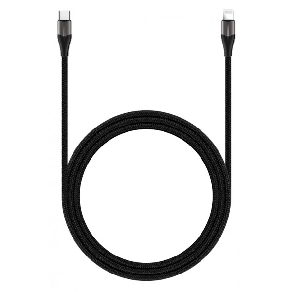 ROCKROSE καλώδιο Type-C σε Lightning Knight CL, 18W, MFi, 1m, μαύρο-γκρι