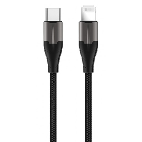 ROCKROSE καλώδιο Type-C σε Lightning Knight CL, 18W, MFi, 1m, μαύρο-γκρι