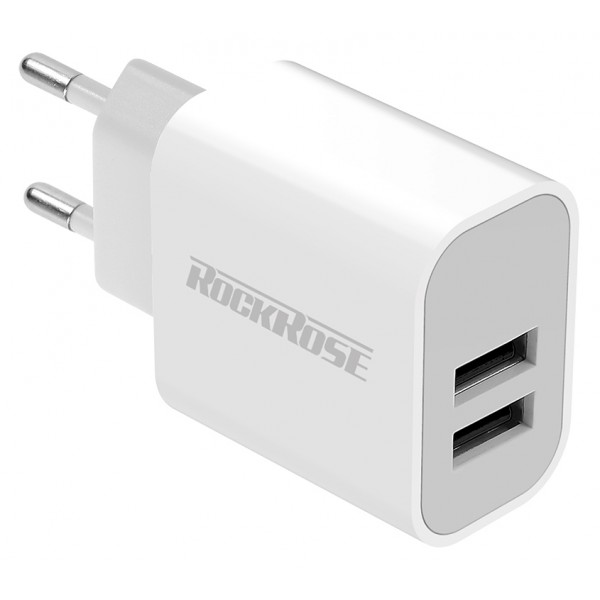 ROCKROSE φορτιστής τοίχου για πρίζα ΕU Casa A2, 2x USB, 2.4A 12W, λευκός ROCKROSE φορτιστής τοίχου για πρίζα ΕU Casa A2, 2x USB, 2.4A 12W, λευκός