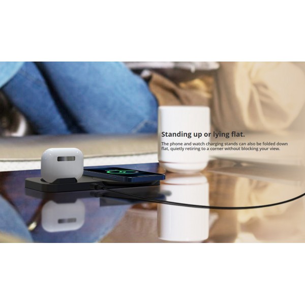 ROCKROSE ασύρματος φορτιστής Airwave Max 3in1, 15W, μαύρος ROCKROSE ασύρματος φορτιστής Airwave Max 3in1, 15W, μαύρος