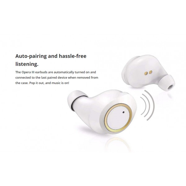 ROCKROSE earbuds Opera III με θήκη φόρτισης, True Wireless, λευκά