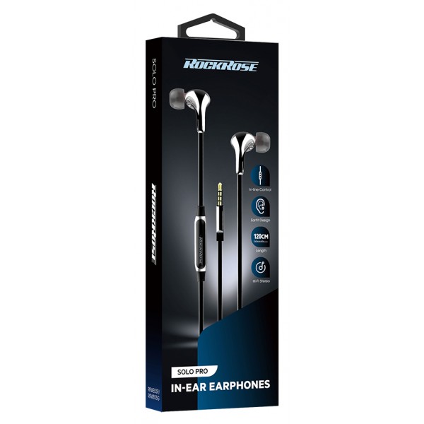 ROCKROSE earphones με μικρόφωνο RRWE05GR, 3.5mm, 1.2m, γκρι ROCKROSE earphones με μικρόφωνο RRWE05GR, 3.5mm, 1.2m, γκρι