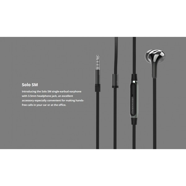 ROCKROSE single earbud με μικρόφωνο Solo SM, 3.5mm, 1.2m, γκρι