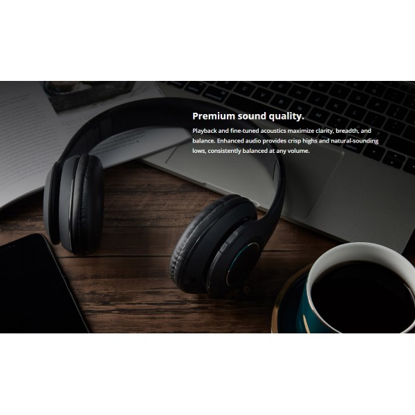 ROCKROSE headphones RRWE06, wireless & wired, BT 5.0, μαύρα