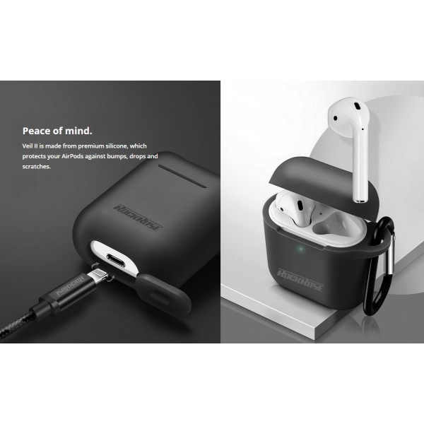 ROCKROSE θήκη προστασίας Veil II για AirPods, μαύρη