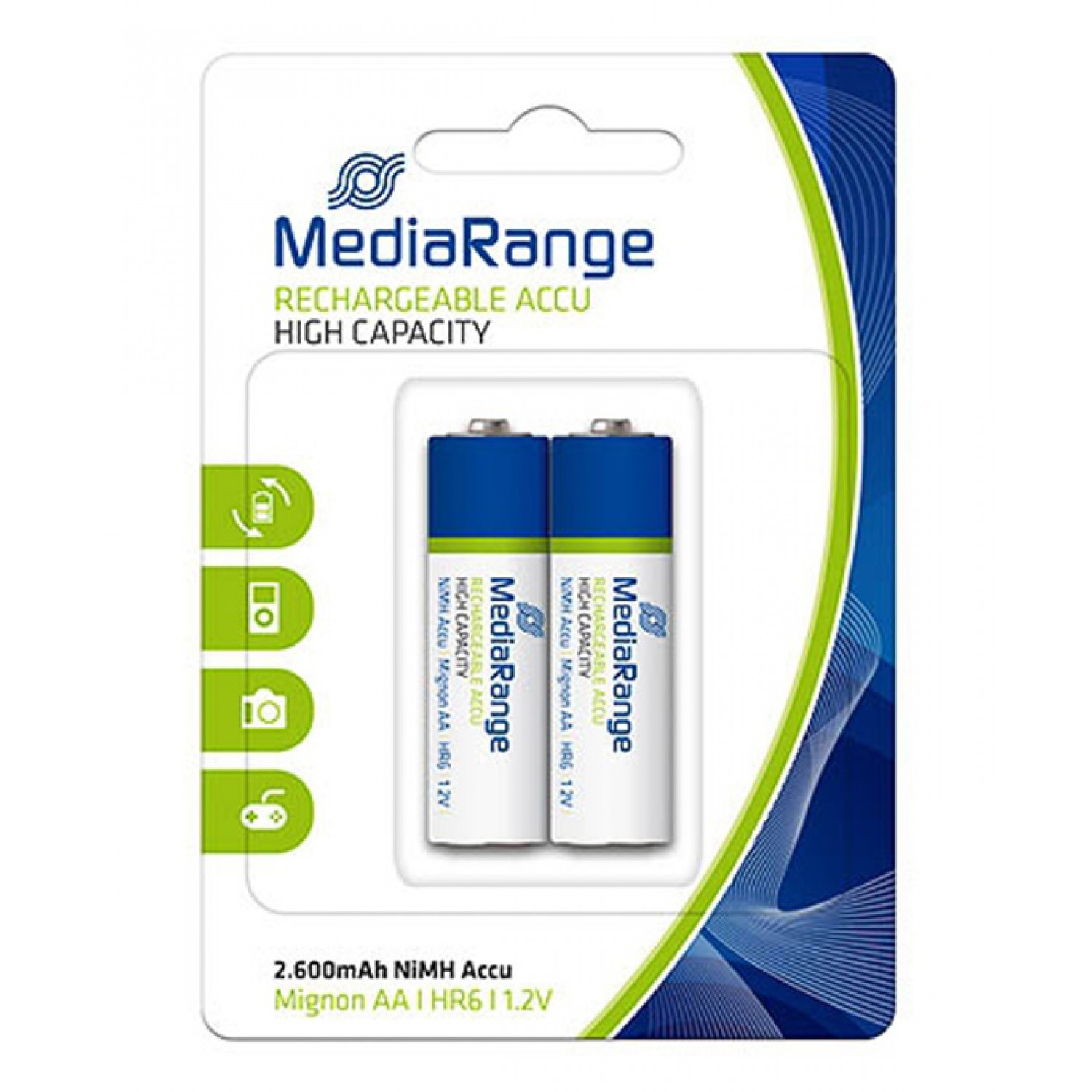 MEDIARANGE επαναφορτιζόμενες μπαταρίες Mignon AA HR6, 2600mAh, 2τμχ MEDIARANGE επαναφορτιζόμενες μπαταρίες Mignon AA HR6, 2600mAh, 2τμχ