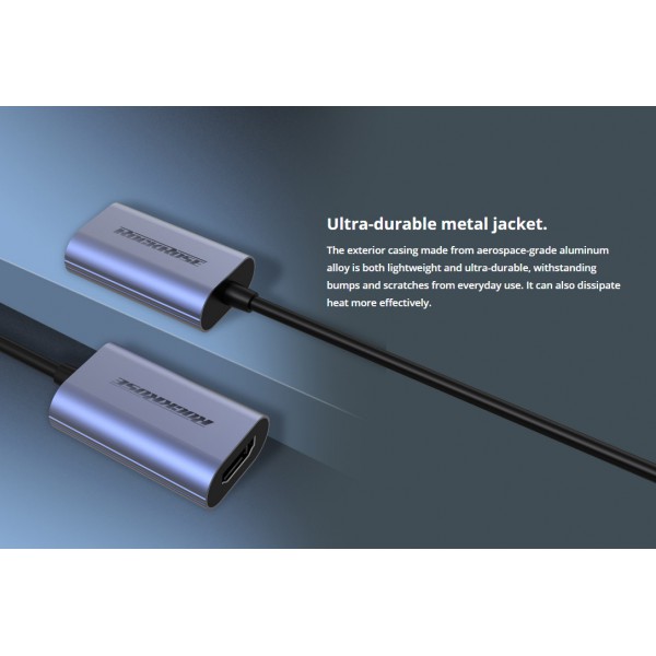 ROCKROSE αντάπτορας Type-C σε HDMI Infinity V, μεταλλικός, γκρι-μαύρο