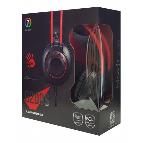 BLOODY Headset G200S, USB, 50mm ακουστικά, HiFi stereo, μαύρα BLOODY Headset G200S, USB, 50mm ακουστικά, HiFi stereo, μαύρα