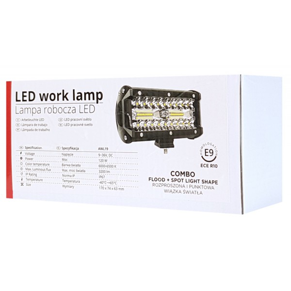 AMIO LED προβολέας οχημάτων AWL19, COMBO 9-36V, 74x63mm, μαύρος