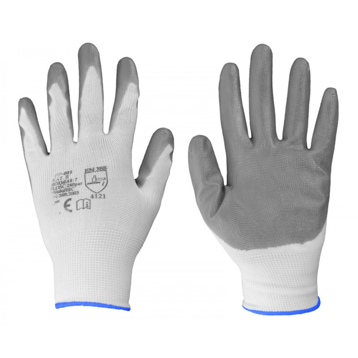 Γάντια εργασίας REK5, αντιολισθητικά, γκρι-λευκό
