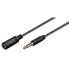 GOOBAY προέκταση καλωδίου ήχου 3.5mm 62480, 4 pin stereo, CU, 3m, μαύρο
