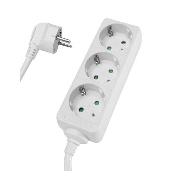 POWERTECH πολύπριζο PT-868, 3x schuko, 16A, 1.5m, λευκό POWERTECH πολύπριζο PT-868, 3x schuko, 16A, 1.5m, λευκό