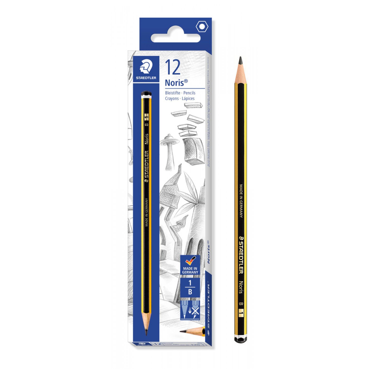 STAEDTLER ξύλινο μολύβι Noris 120-1, εξάγωνο, B1, 12τμχ STAEDTLER ξύλινο μολύβι Noris 120-1, εξάγωνο, B1, 12τμχ