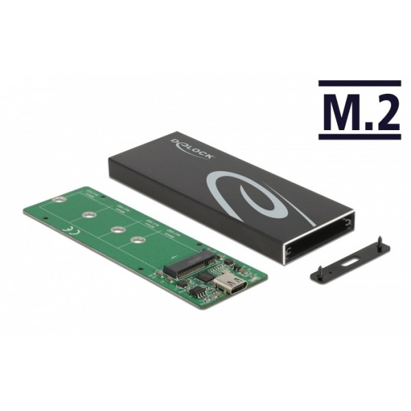 DELOCK θήκη για Μ.2 key B SSD 42003, Type-C, USB 3.2, 10Gbps, μαύρη