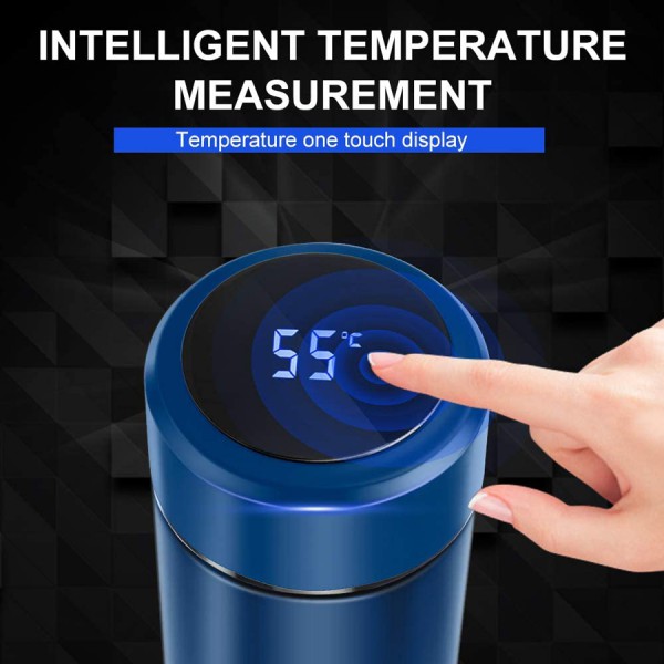 Θερμός AG285G με οθόνη ένδειξης θερμοκρασίας, ανοξείδωτος, 500ml, μπλε