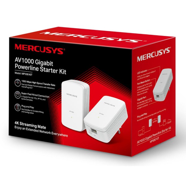 MERCUSYS Powerline MP500 Kit, AV1000 Gigabit, Ver: 1.0 MERCUSYS Powerline MP500 Kit, AV1000 Gigabit, Ver: 1.0