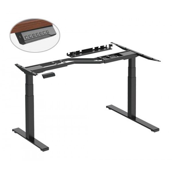 BRATECK ηλεκτρική γωνιακή βάση γραφείου M07-23DZL, μαύρη