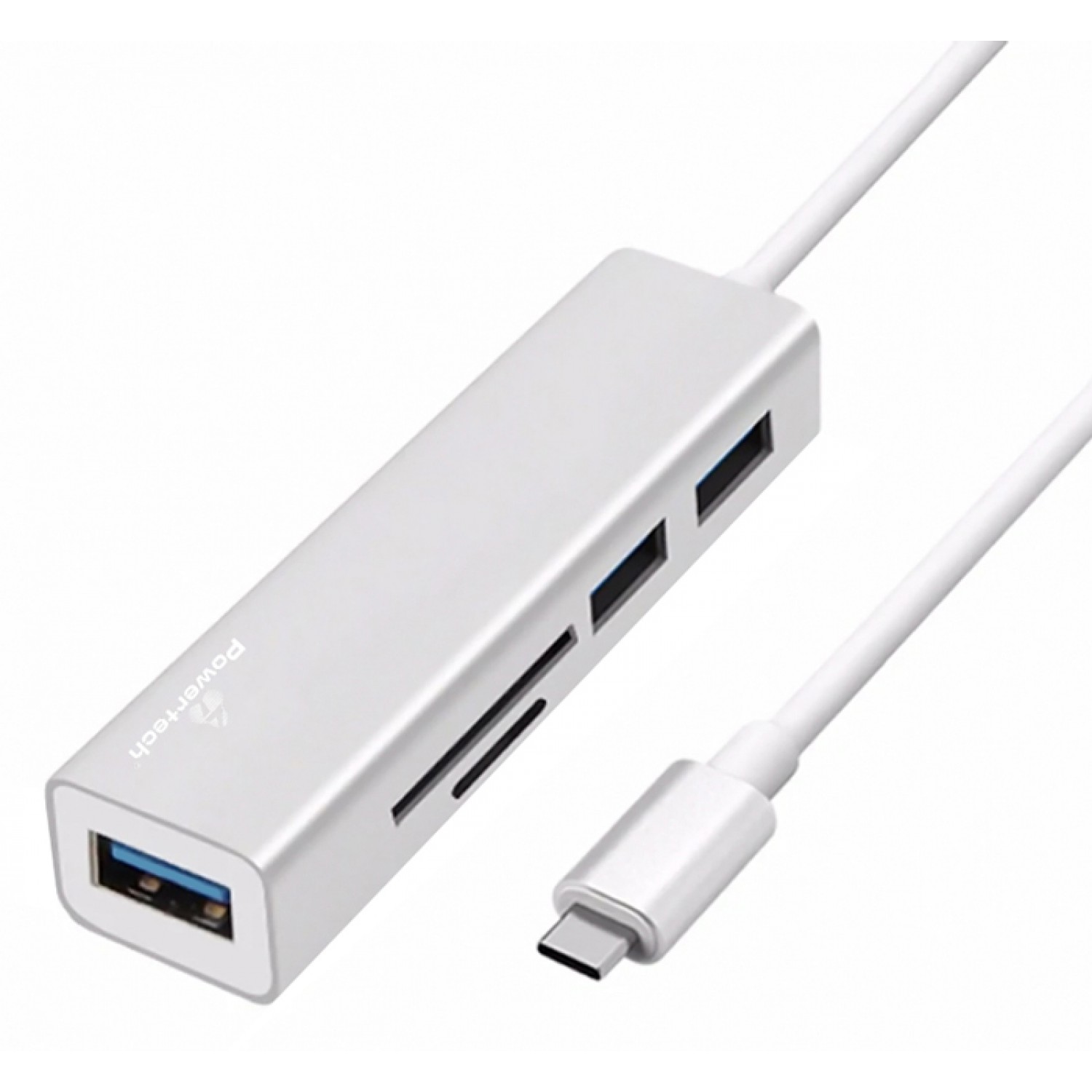 POWERTECH USB hub PT-926 με card reader, 5x θυρών, 5Gbps, USB-C, ασημί POWERTECH USB hub PT-926 με card reader, 5x θυρών, 5Gbps, USB-C, ασημί