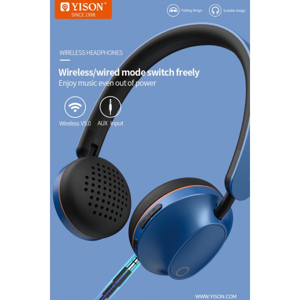 YISON headphones Hanker H3, wireless & wired, BT 5.0, 40mm, γκρι YISON headphones Hanker H3, wireless & wired, BT 5.0, 40mm, γκρι