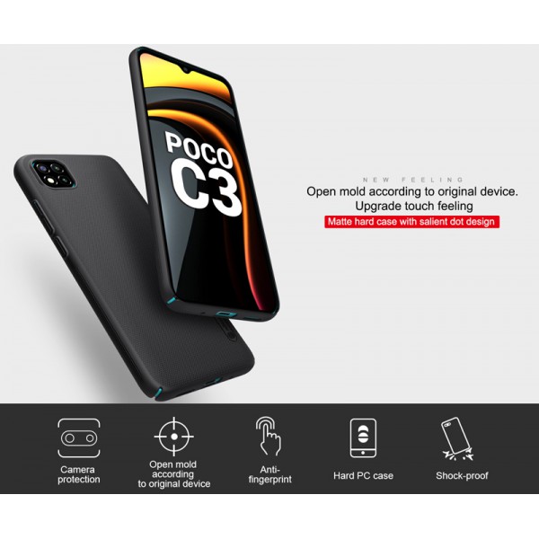 NILLKIN θήκη Super Frost Shield για Xiaomi Poco C3, μαύρη NILLKIN θήκη Super Frost Shield για Xiaomi Poco C3, μαύρη