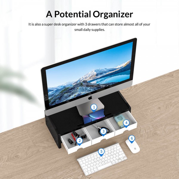 ORICO επιτραπέζια βάση οθόνης με συρτάρια XT-02, μαύρη