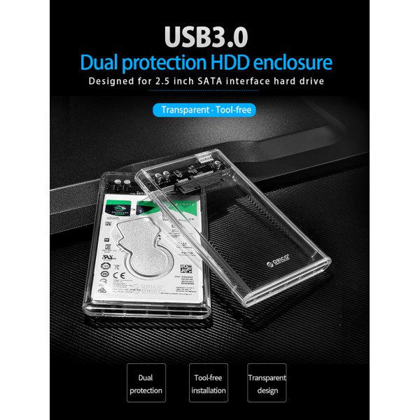 ORICO εξωτερική θήκη για 2.5" HDD 2139U3, USB 3.0, έως 4TB, διάφανη ORICO εξωτερική θήκη για 2.5" HDD 2139U3, USB 3.0, έως 4TB, διάφανη