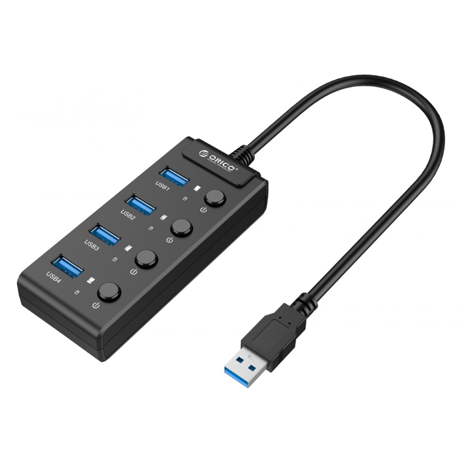 ORICO USB 3.0 Hub W9PH4-U3, 4x USB3.0 ports, 5Gbps, μαύρο