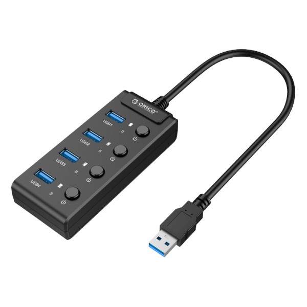 ORICO USB 3.0 Hub W9PH4-U3, 4x USB3.0 ports, 5Gbps, μαύρο