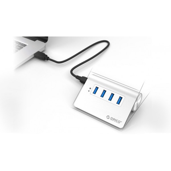 ORICO USB hub M3H4-V1, 4x θυρών, 5Gbps, USB σύνδεση, ασημί