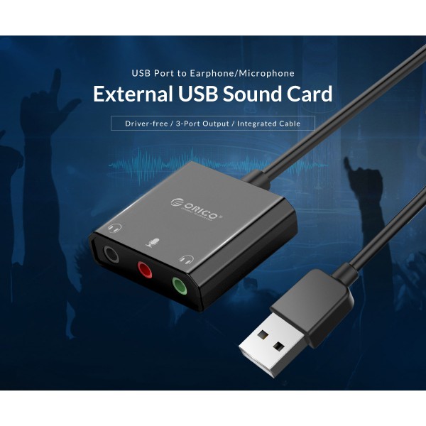 ORICO USB κάρτα ήχου SKT3, USB2.0, 3x 3.5mm, μαύρο ORICO USB κάρτα ήχου SKT3, USB2.0, 3x 3.5mm, μαύρο