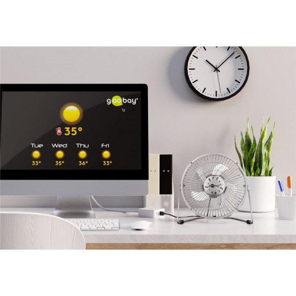 GOOBAY επιτραπέζιος ανεμιστήρας 62062, 8", USB, ασημί GOOBAY επιτραπέζιος ανεμιστήρας 62062, 8", USB, ασημί