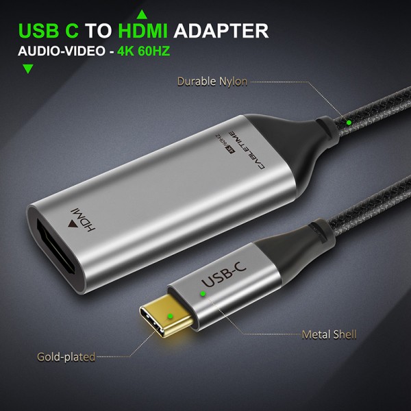 CABLETIME αντάπτορας USB-C σε HDMI CT-CMHDFN1, 4K/60Hz, 0.15m, μαύρος CABLETIME αντάπτορας USB-C σε HDMI CT-CMHDFN1, 4K/60Hz, 0.15m, μαύρος