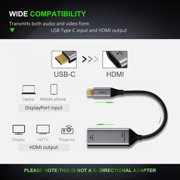 CABLETIME αντάπτορας USB-C σε HDMI CT-CMHDFN1, 4K/60Hz, 0.15m, μαύρος CABLETIME αντάπτορας USB-C σε HDMI CT-CMHDFN1, 4K/60Hz, 0.15m, μαύρος