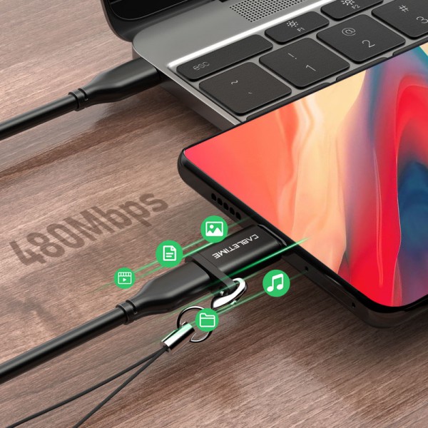 CABLETIME αντάπτορας USB Type-C σε USB Micro CMBF, γκρι CABLETIME αντάπτορας USB Type-C σε USB Micro CMBF, γκρι