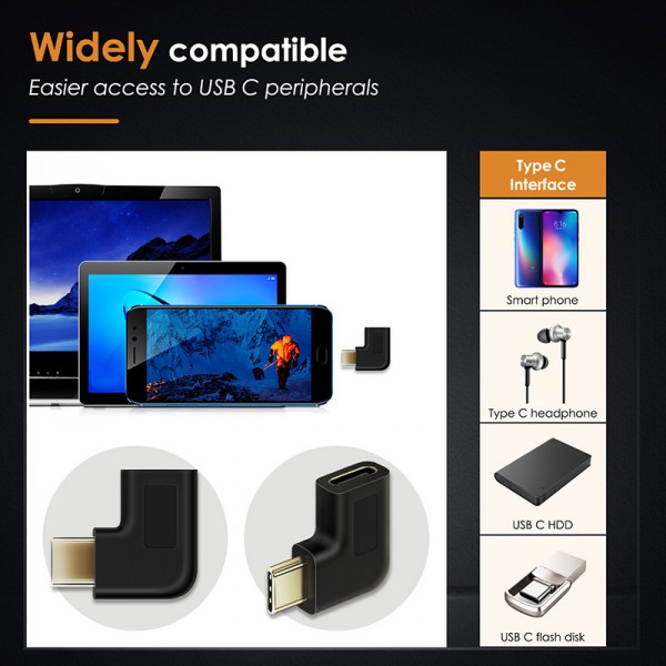 CABLETIME αντάπτορας USB Type-C αρσενικό σε θηλυκό, γωνιακός, μαύρος CABLETIME αντάπτορας USB Type-C αρσενικό σε θηλυκό, γωνιακός, μαύρος