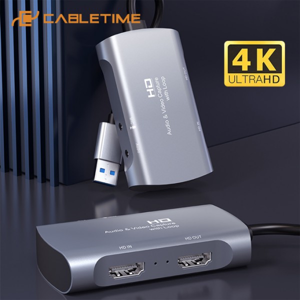 CABLETIME audio & video capture CT-HAVC-AG, HDMI/USB, loop 4K/60Hz, γκρι CABLETIME audio & video capture CT-HAVC-AG, HDMI/USB, loop 4K/60Hz, γκρι