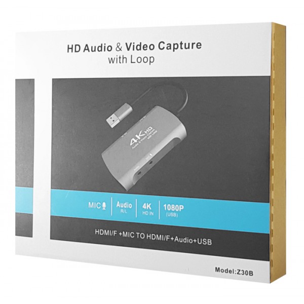 CABLETIME audio & video capture CT-HAVC-AG, HDMI/USB, loop 4K/60Hz, γκρι CABLETIME audio & video capture CT-HAVC-AG, HDMI/USB, loop 4K/60Hz, γκρι