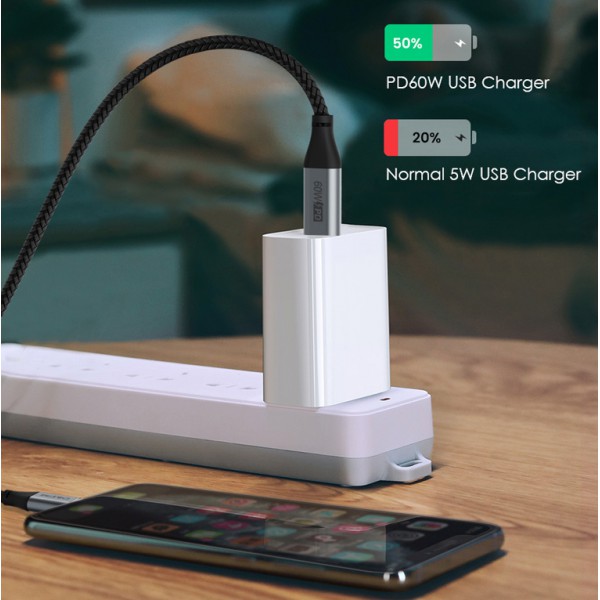 CABLETIME καλώδιο USB Type-C C160, PD 60W, 3Α, 1m, γκρι CABLETIME καλώδιο USB Type-C C160, PD 60W, 3Α, 1m, γκρι