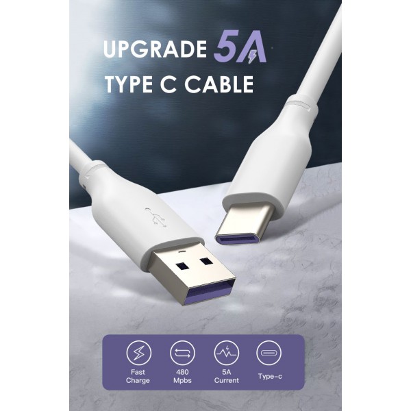 CABLETIME καλώδιο USB-C σε USB U325A, 5A, 480Mbps, 1m, λευκό