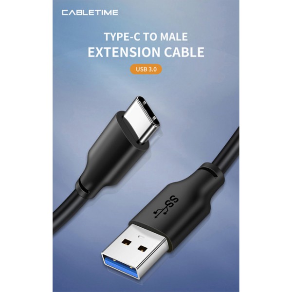 CABLETIME καλώδιο USB-C σε USB CMAMN, 3A, 5Gbps, 2m, μαύρο CABLETIME καλώδιο USB-C σε USB CMAMN, 3A, 5Gbps, 2m, μαύρο