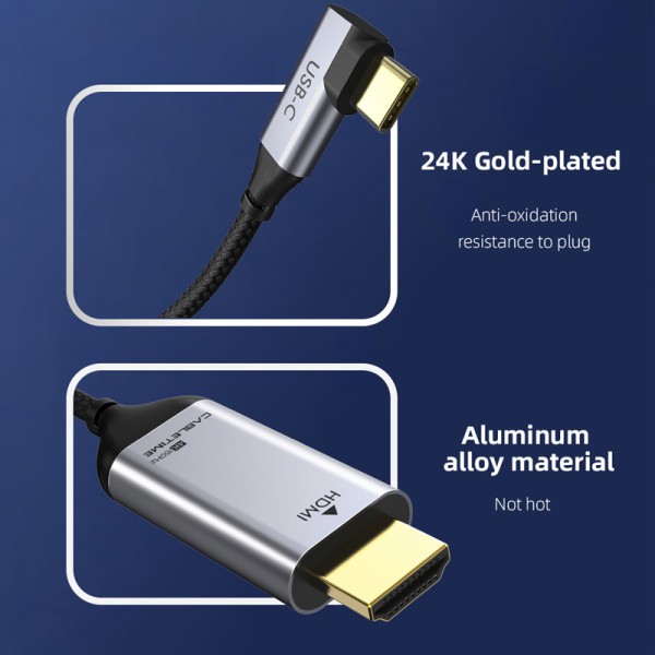 CABLETIME καλώδιο USB-C σε HDMI CT-CMRHD1, γωνιακό, 4K/60Hz, 1.8m, μαύρο CABLETIME καλώδιο USB-C σε HDMI CT-CMRHD1, γωνιακό, 4K/60Hz, 1.8m, μαύρο