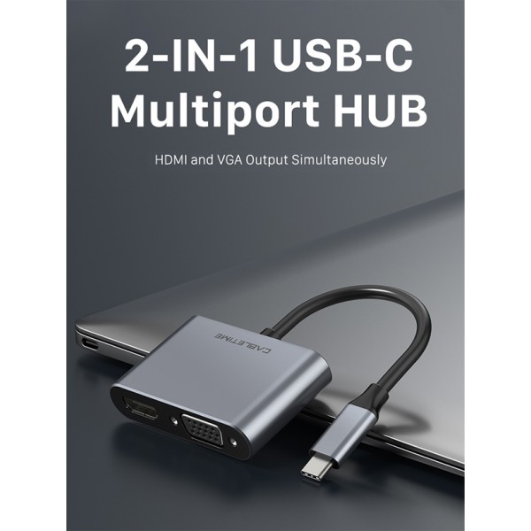CABLETIME αντάπτορας USB-C σε HDMI & VGA CT-PU31, 4K/30Hz, ασημί CABLETIME αντάπτορας USB-C σε HDMI & VGA CT-PU31, 4K/30Hz, ασημί