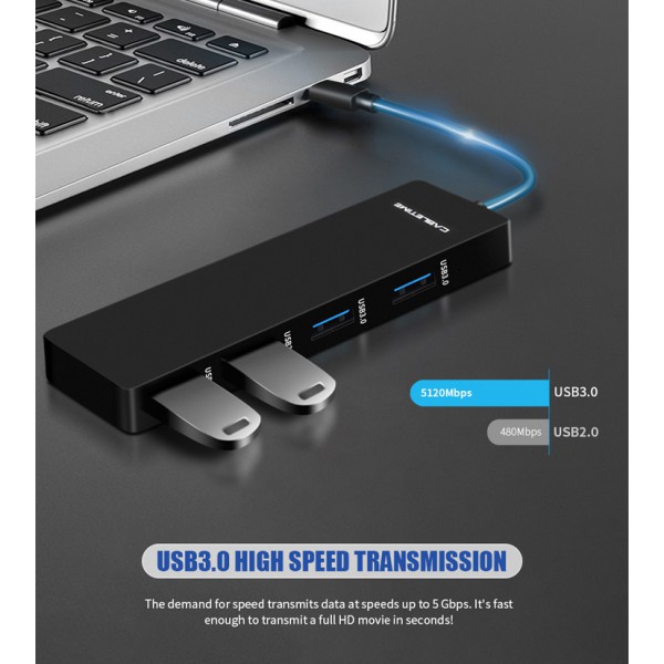 CABLETIME USB hub CT-HUB4E, 4x θυρών, 5Gbps, USB-C σύνδεση, μαύρο CABLETIME USB hub CT-HUB4E, 4x θυρών, 5Gbps, USB-C σύνδεση, μαύρο