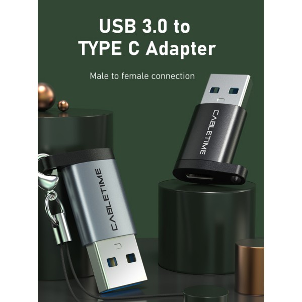 CABLETIME αντάπτορας USB-C σε USB CT-AMCF, 2.1A, 5Gbps, μαύρος CABLETIME αντάπτορας USB-C σε USB CT-AMCF, 2.1A, 5Gbps, μαύρος