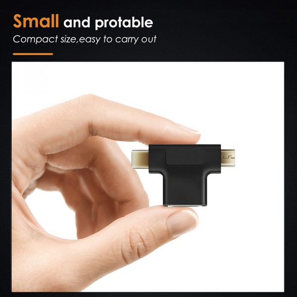 CABLETIME αντάπτορας USB σε USB-C & micro USB CT-3IN1-AB, 5Gbps, μαύρος CABLETIME αντάπτορας USB σε USB-C & micro USB CT-3IN1-AB, 5Gbps, μαύρος